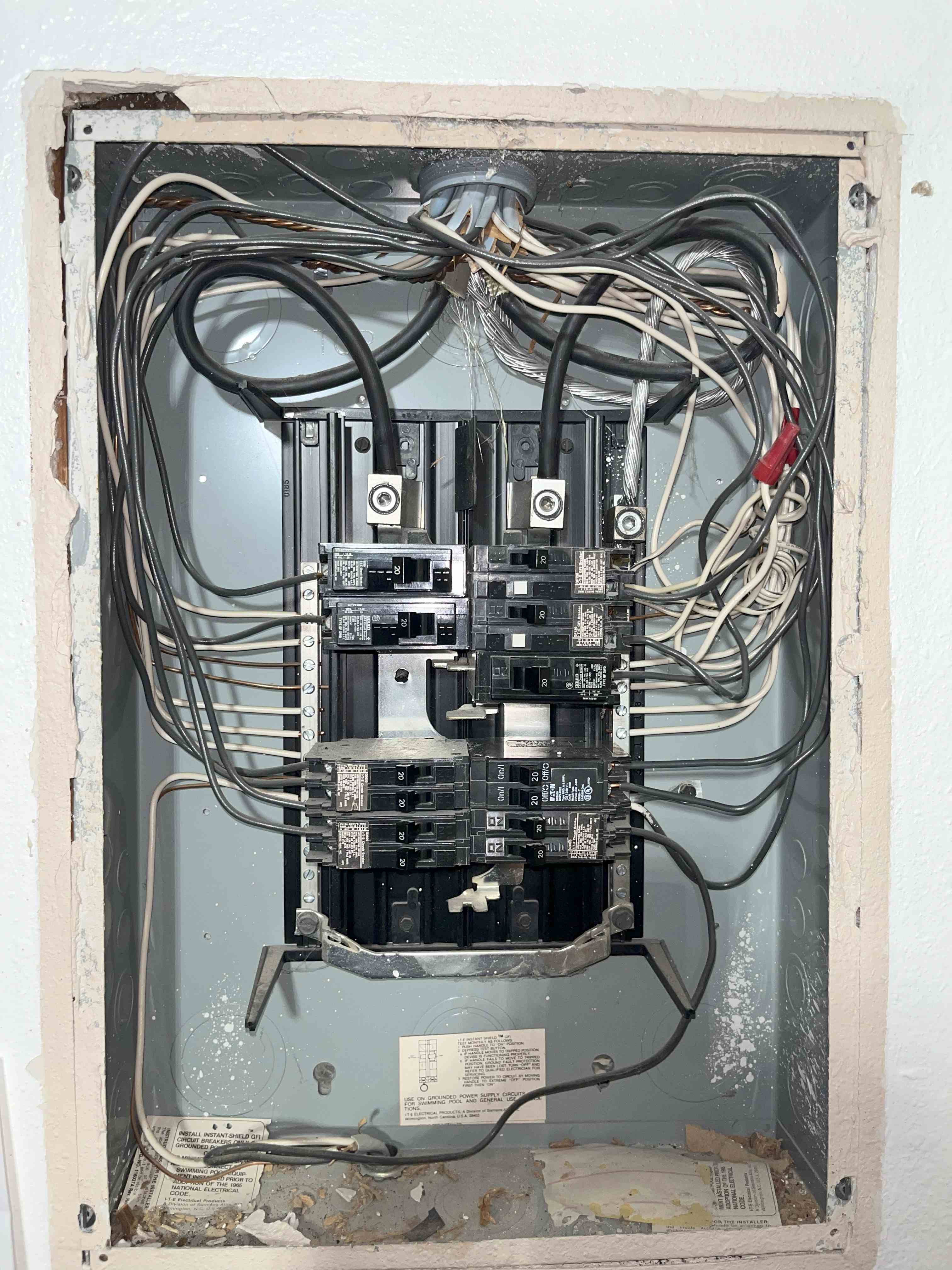 Old outdated electrical panel before professional upgrade by San Antonio electrician