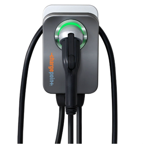ChargePoint Level 2 EV charging station with LED indicator installed by licensed San Antonio electrician